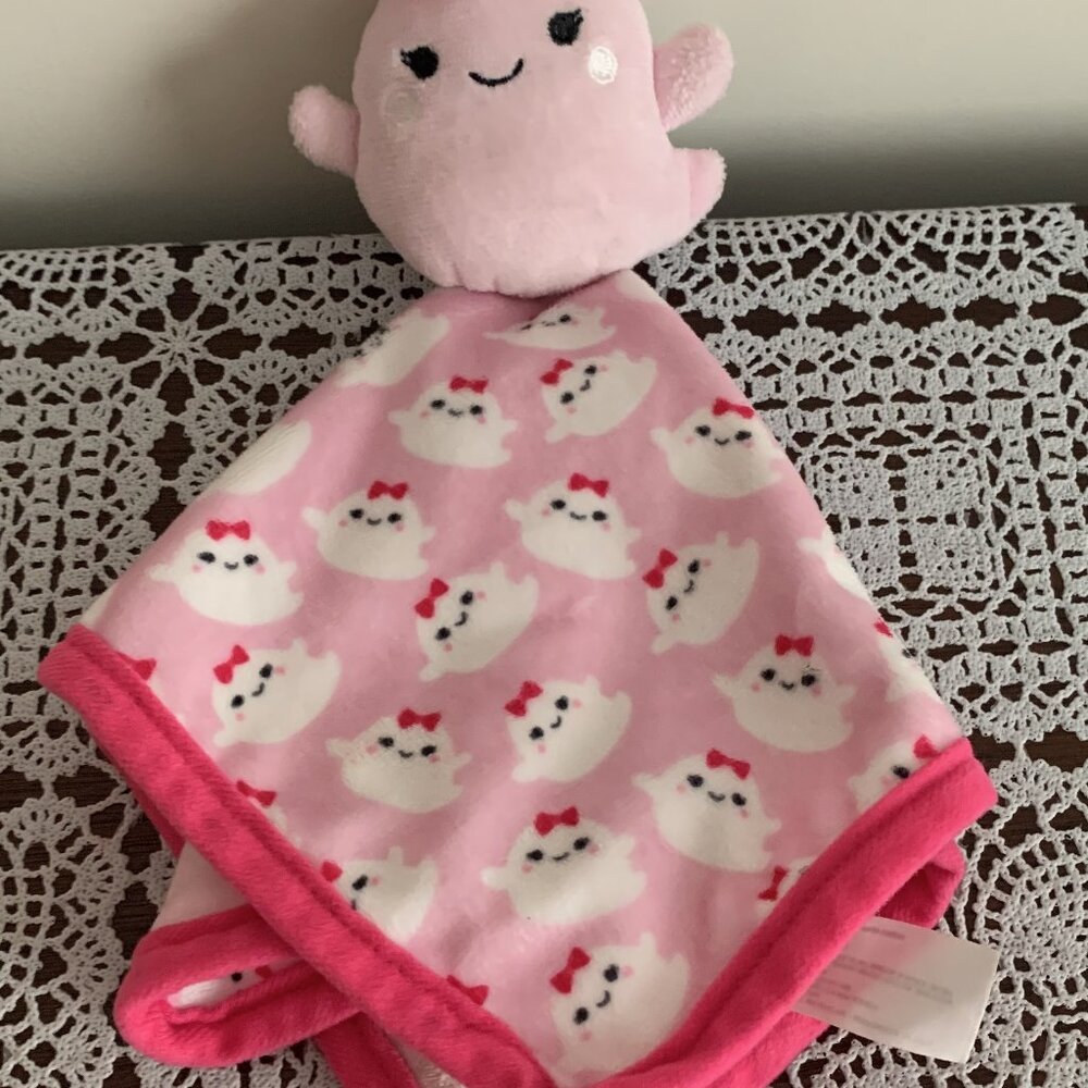 Parents Choice Lovey Pink Ghost Blankie Baby Blanket Soothing 12 Inch Fleece